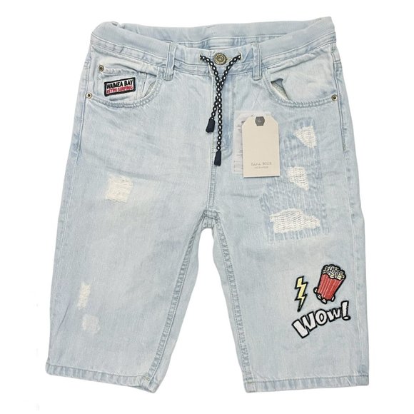 Zara Other - New Zara Distressed Light Wash Drawstring Denim Jean Shorts (11-12)